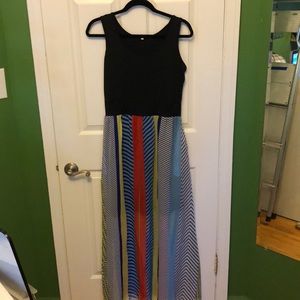 Maxi Black and Patterned Dress